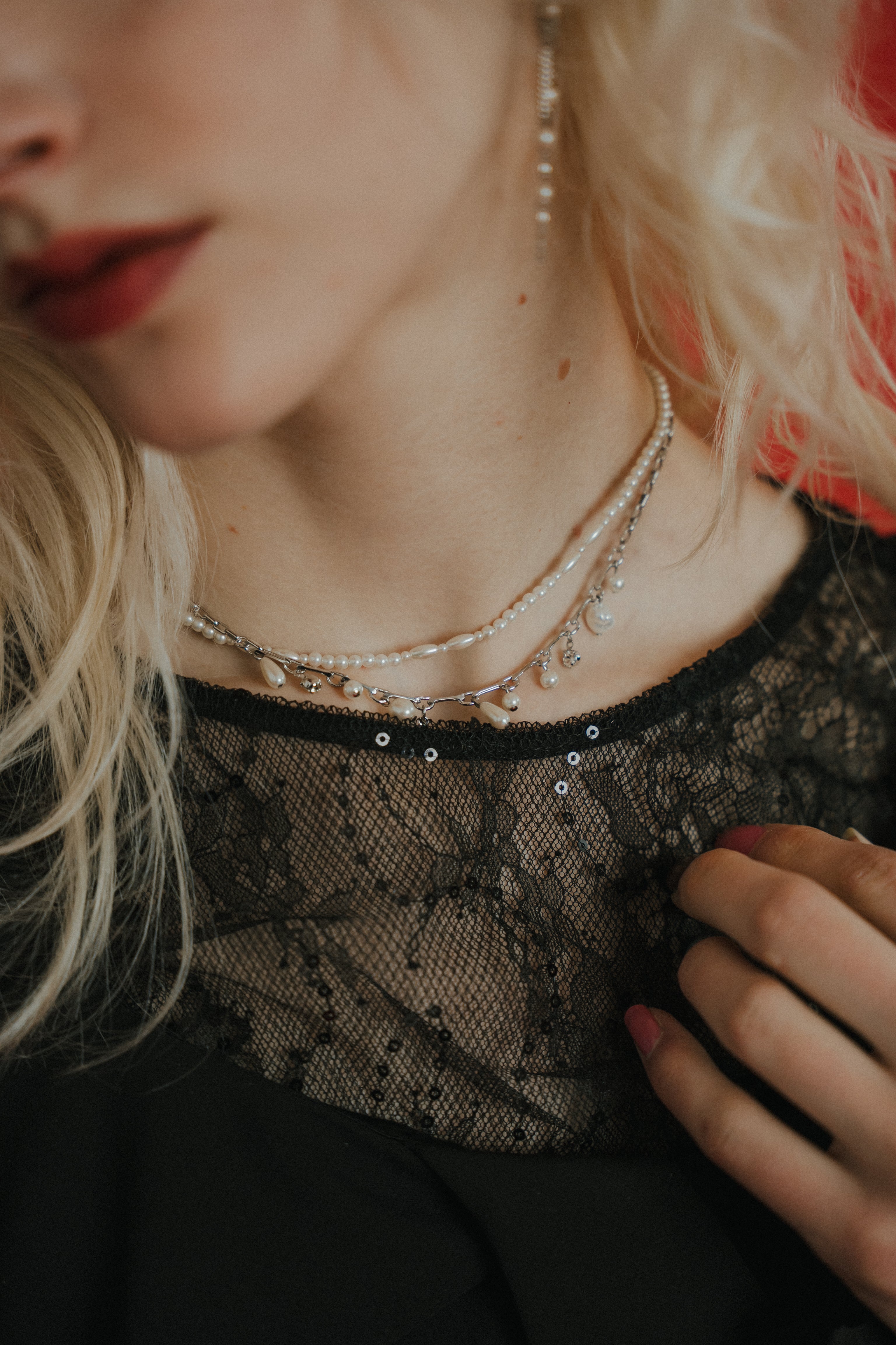 1084 Oblique cross top pants set