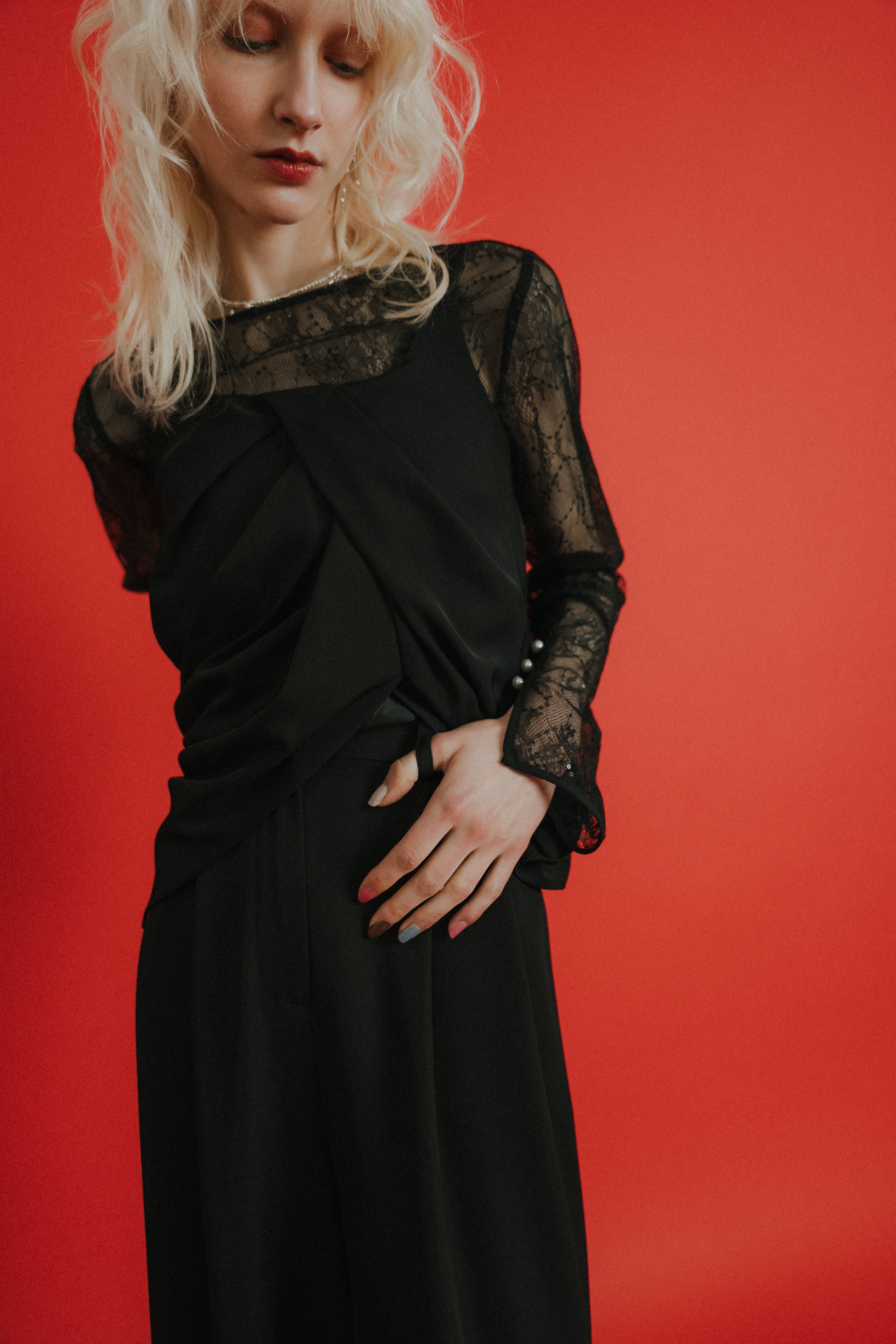 1084 Oblique cross top pants set