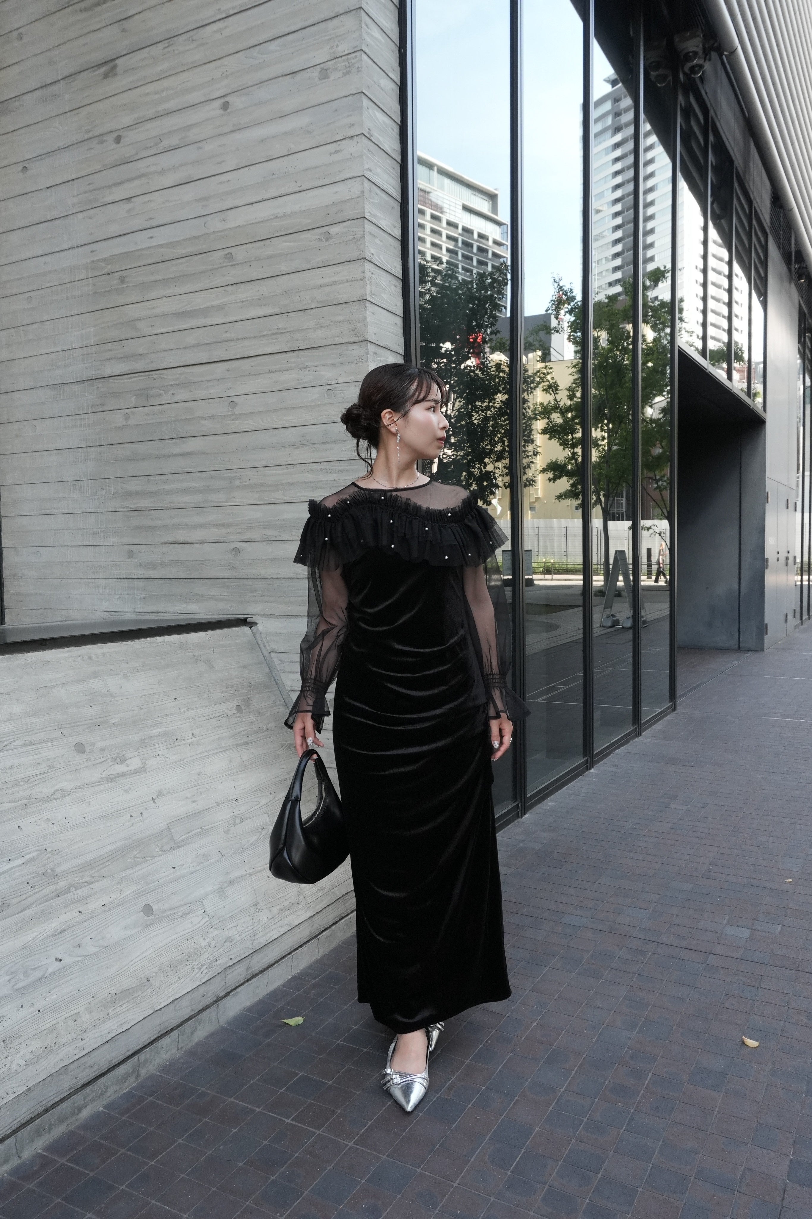 model:159cm size:M color:ブラック×ベージュ