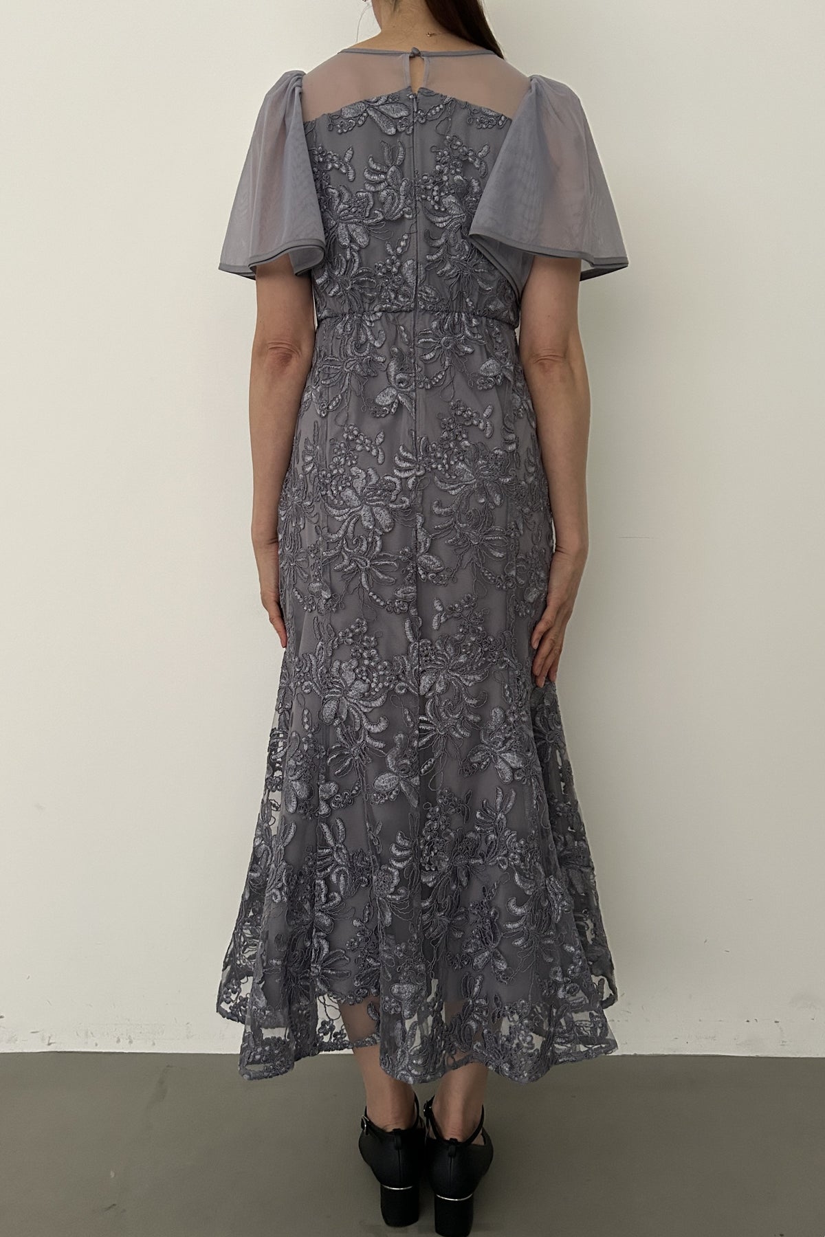 model:164cm size:S color:グレイッシュブルー
