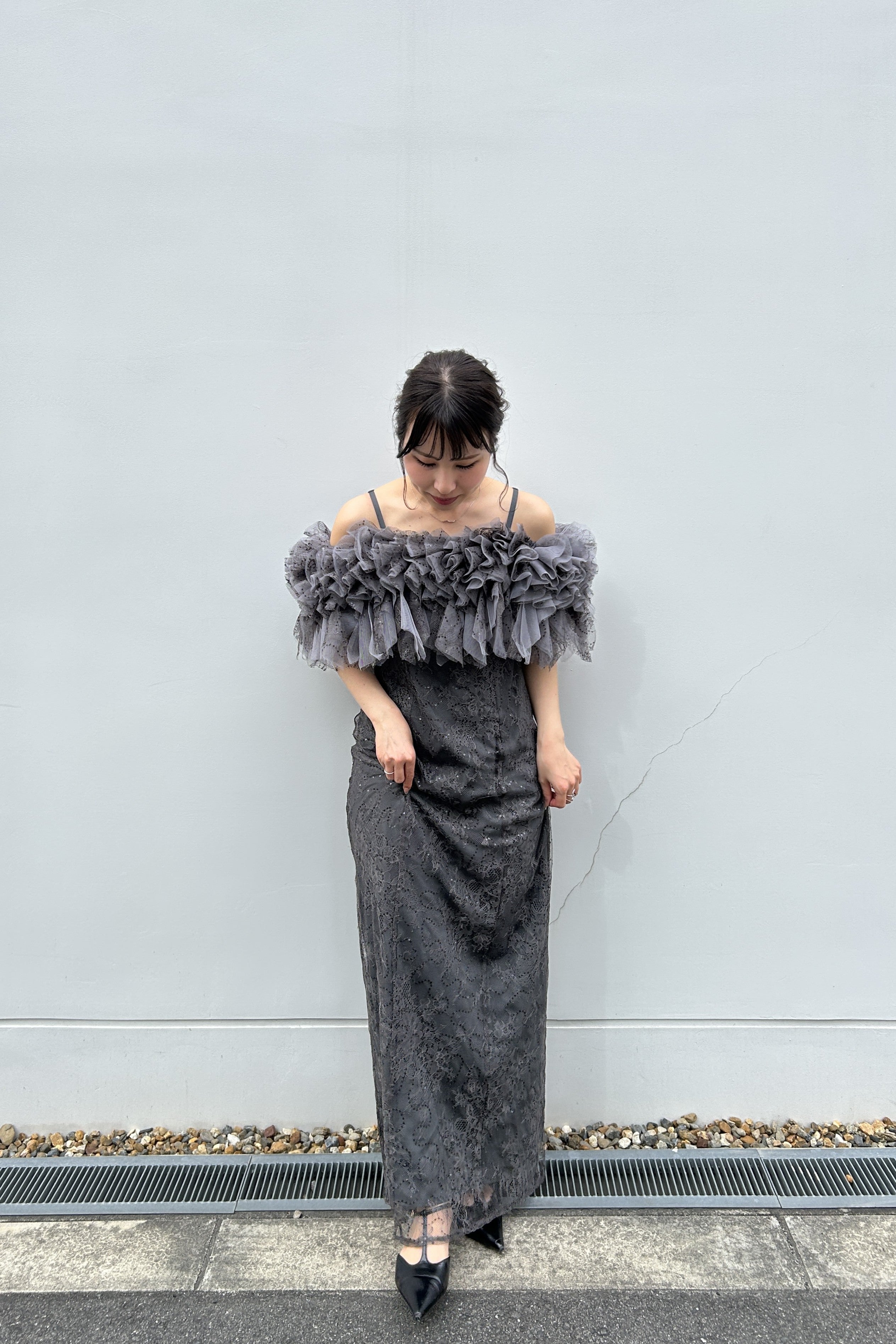 model:159cm size:M color:チャコール