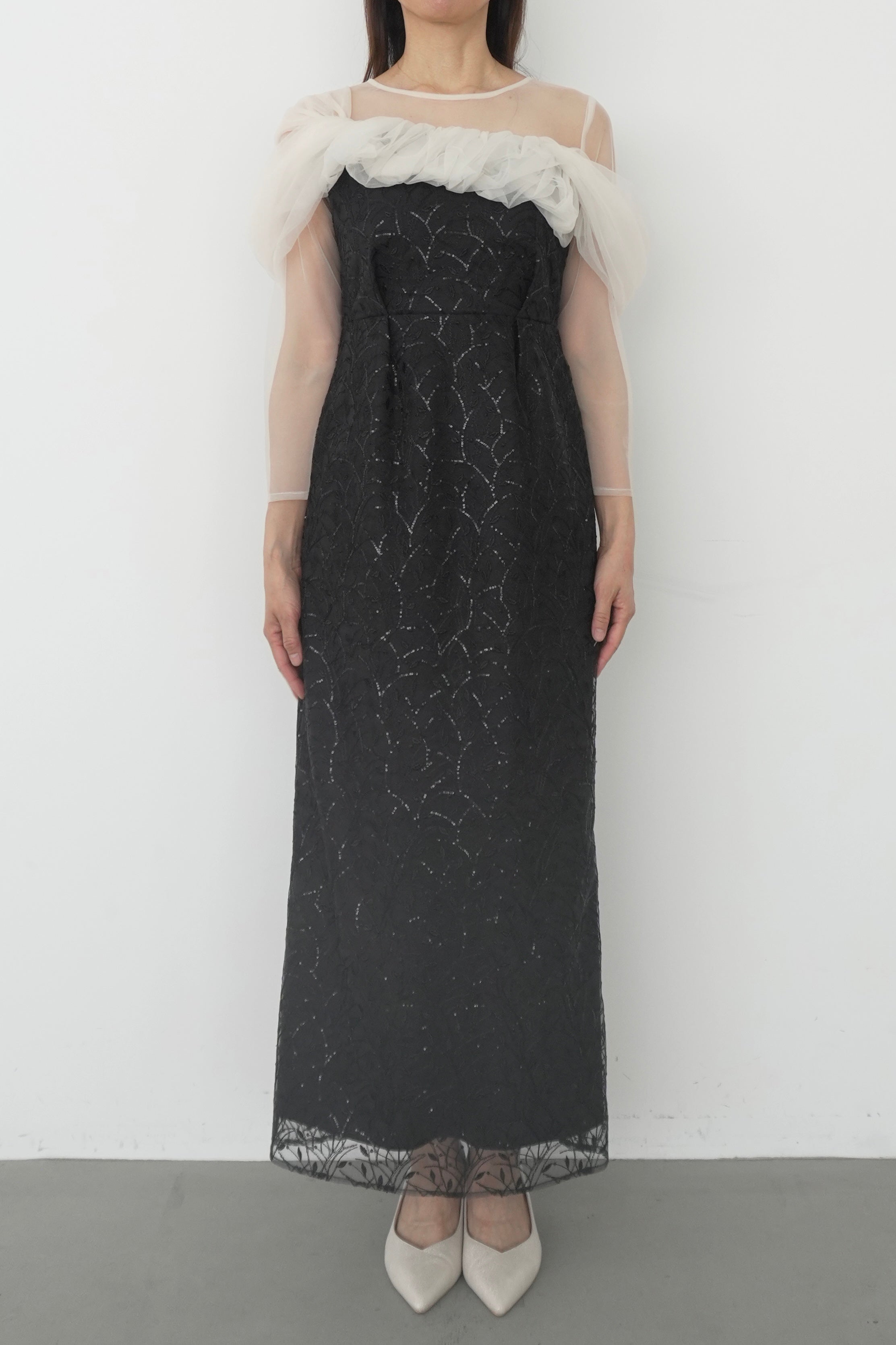 model:164cm size:L color:ブラック×ベージュ