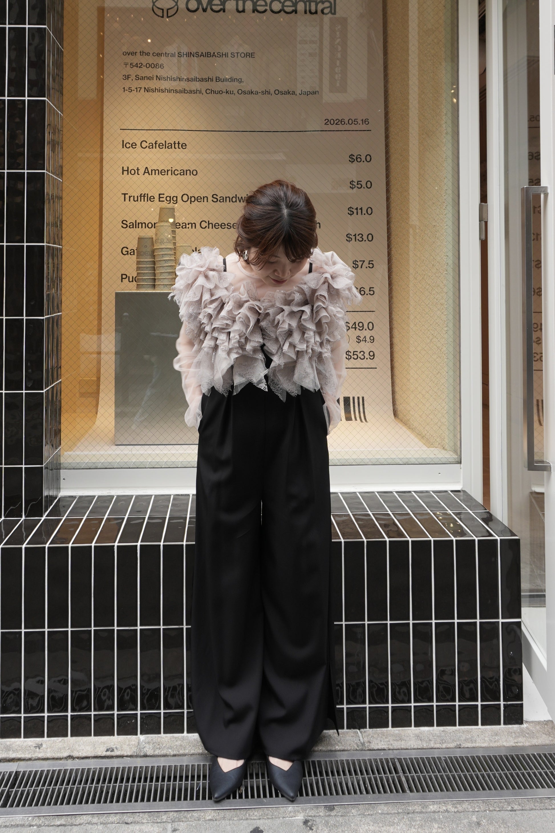 model:153cm size:S color:ブラック×ベージュ