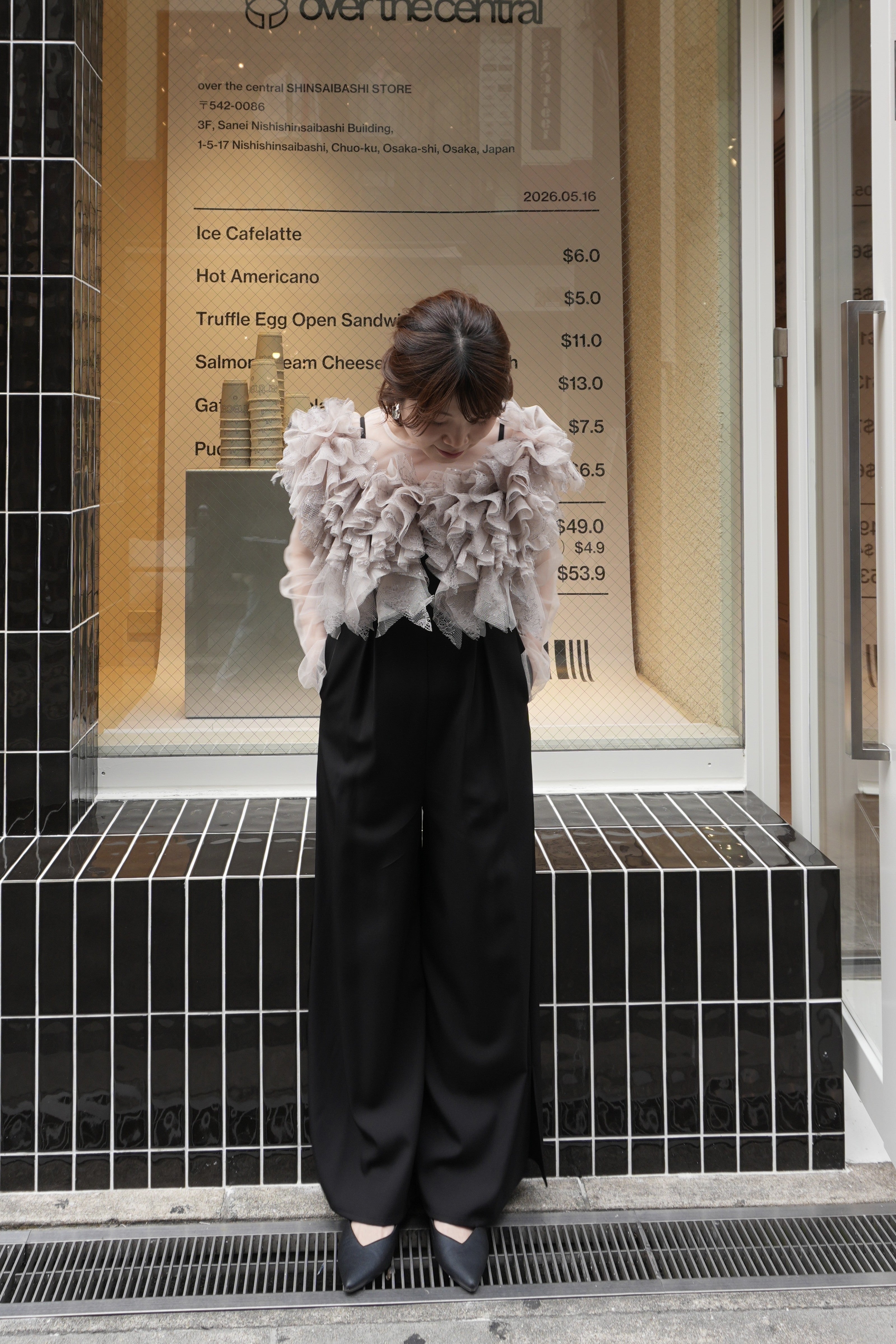 model:153cm size:S color:ブラック×ベージュ