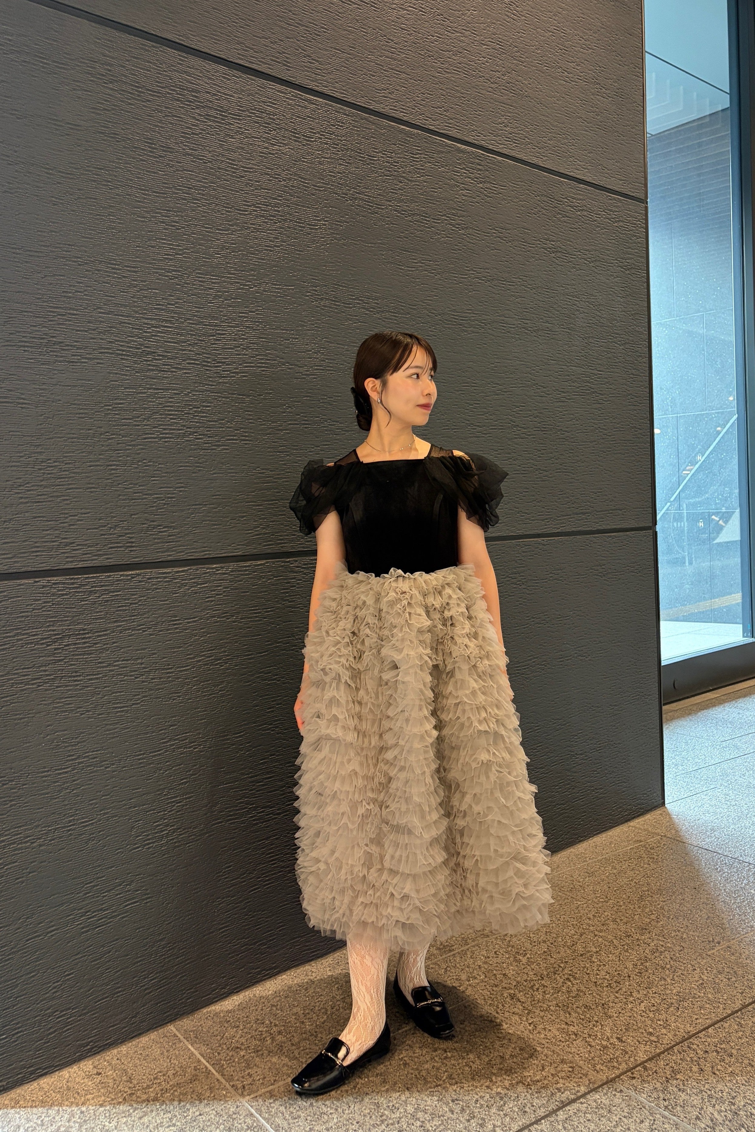 model:159cm size:M color:ブラック×ベージュ