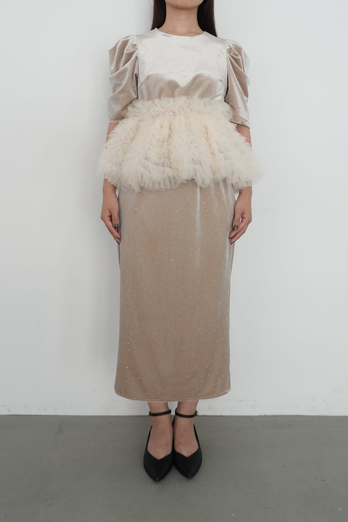 model:159cm size:S color:ベージュ