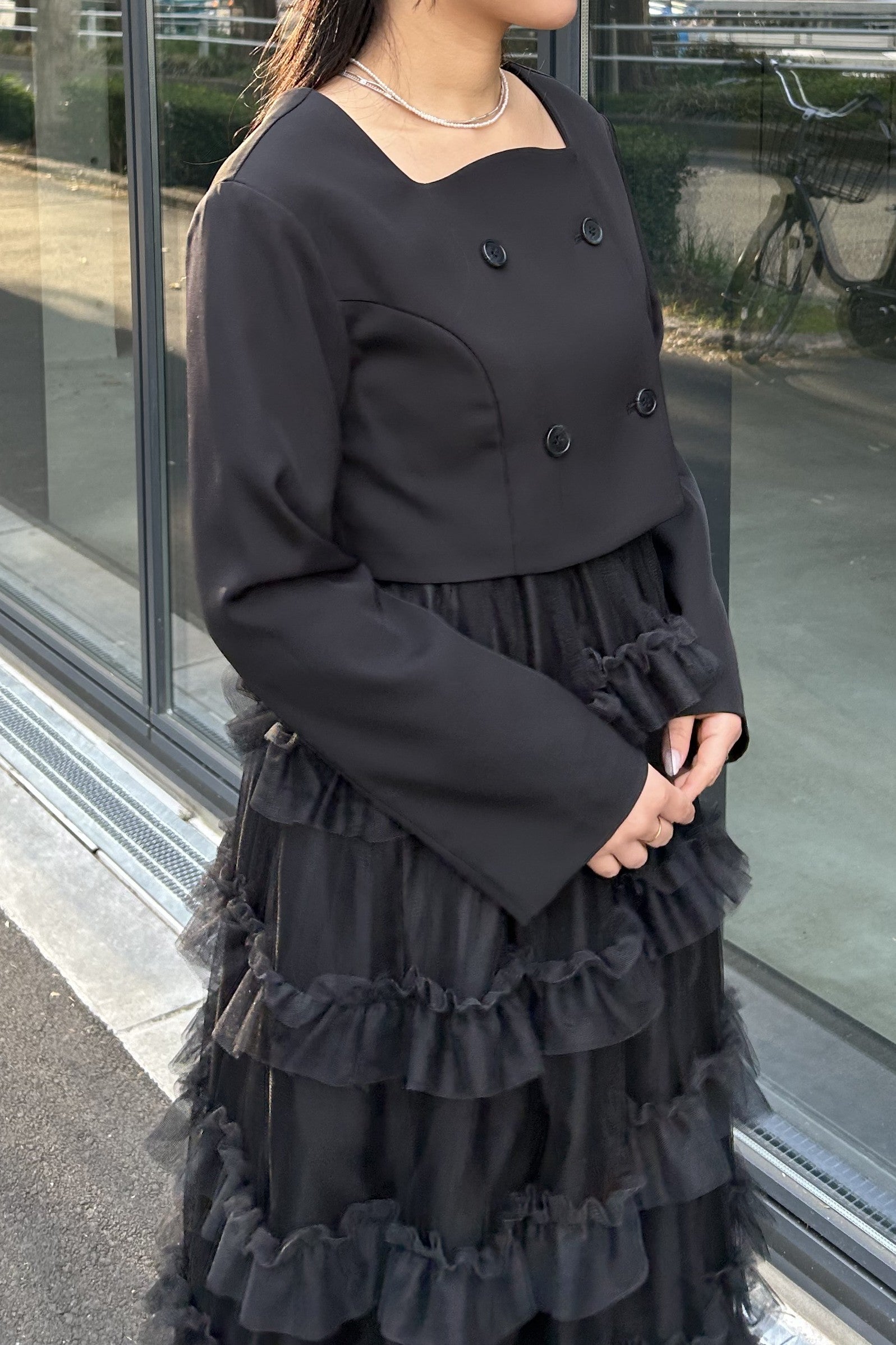 model:155cm size:S color:ブラック