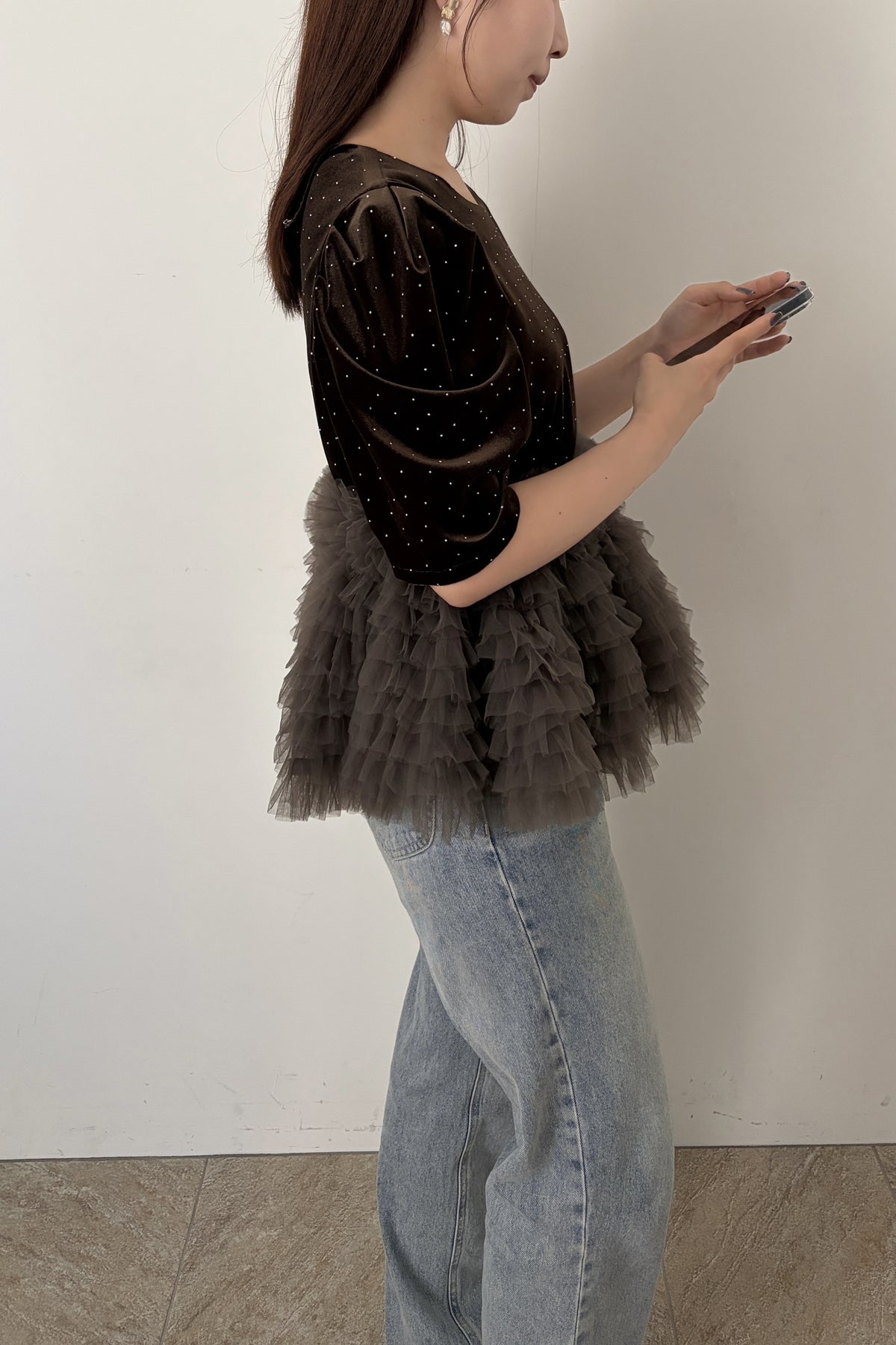 model:159cm size:L color:ブラウン