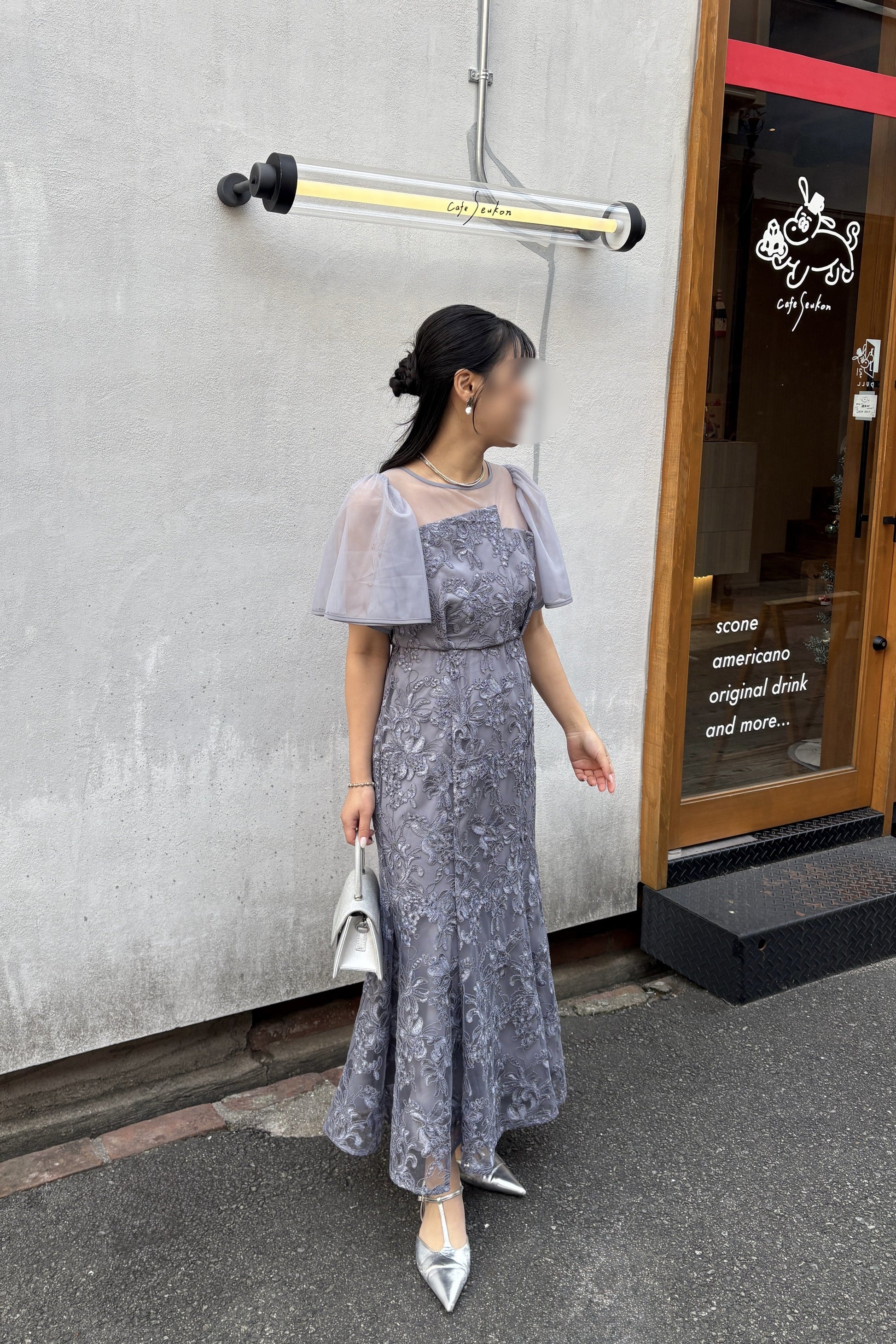 model:155cm size:S color:グレイッシュブルー