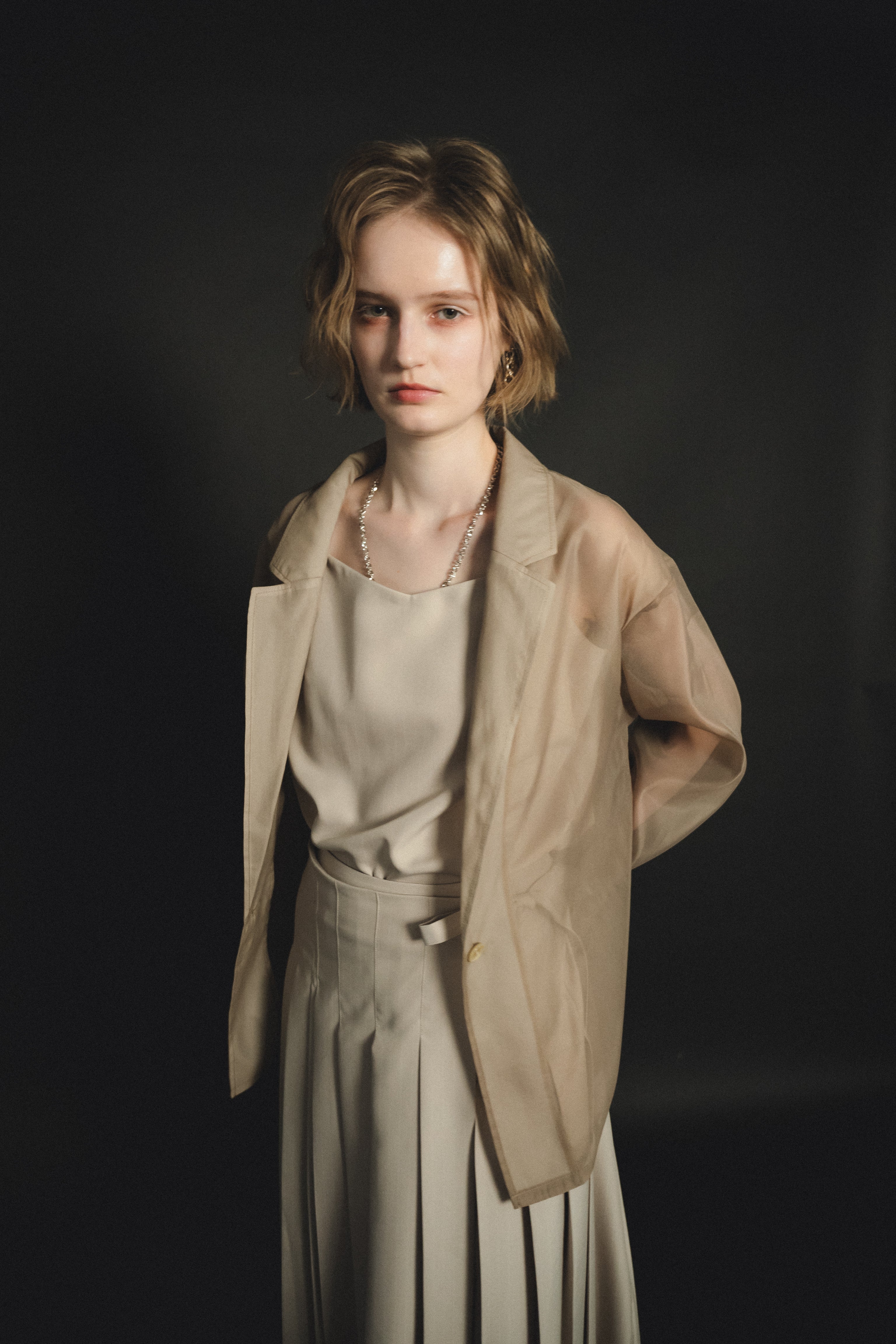 989 Pleats skirt sheer jk set up