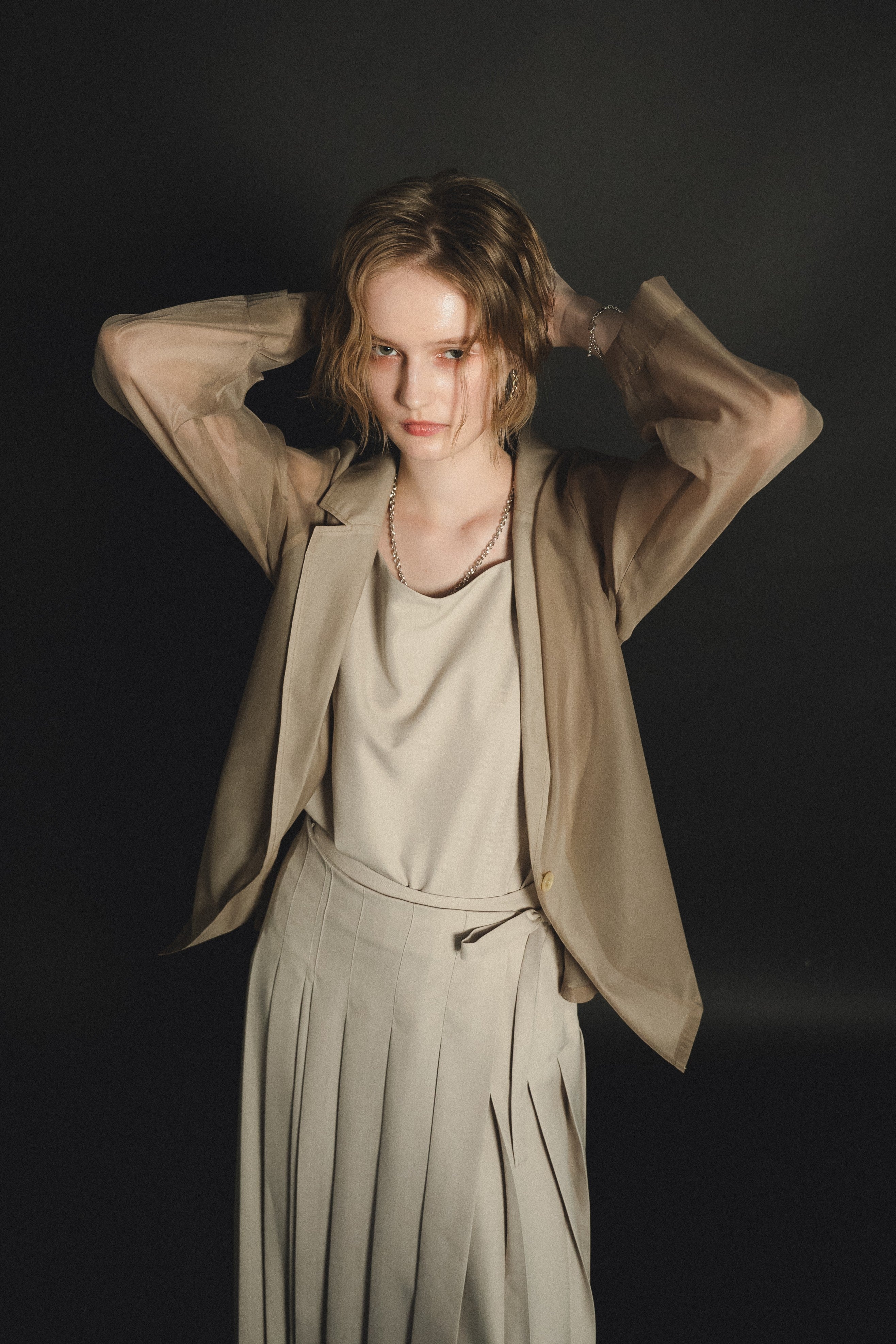 989 Pleats skirt sheer jk set up
