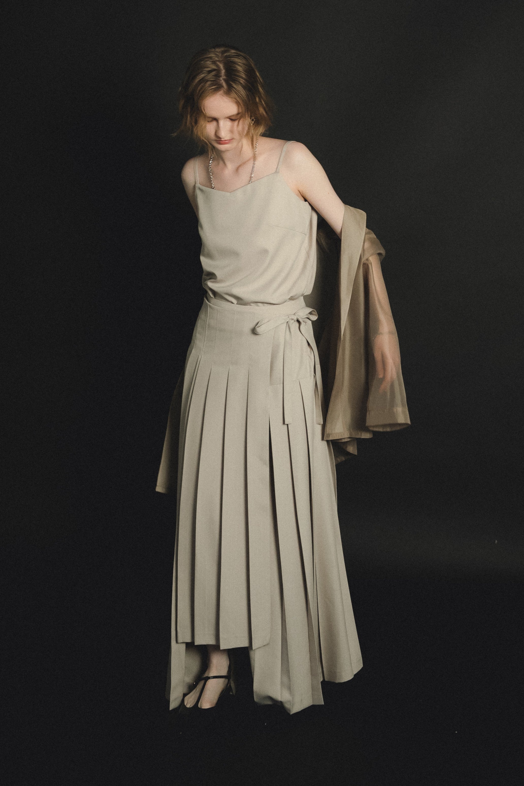 989 Pleats skirt sheer jk set up