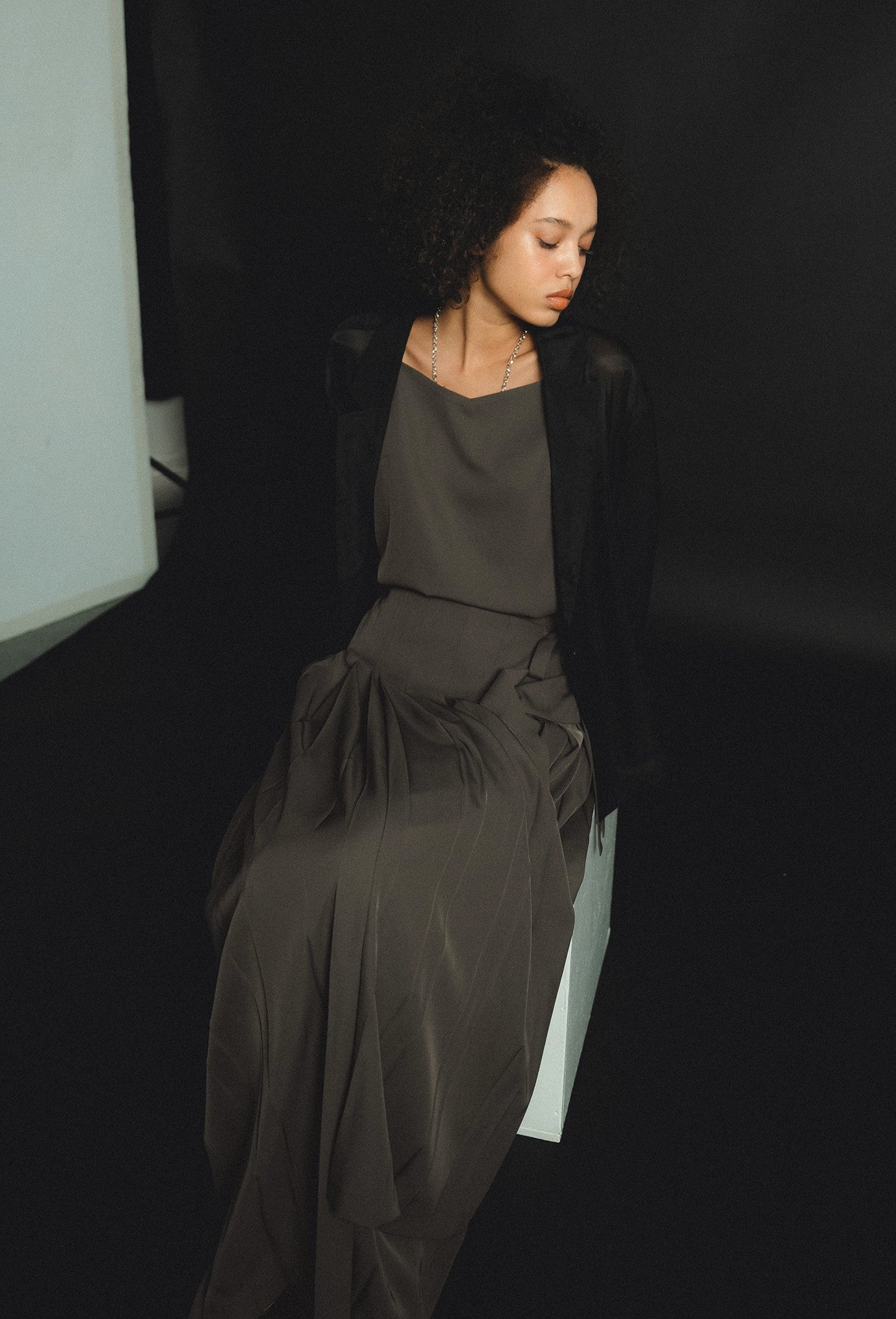 989 Pleats skirt sheer jk set up