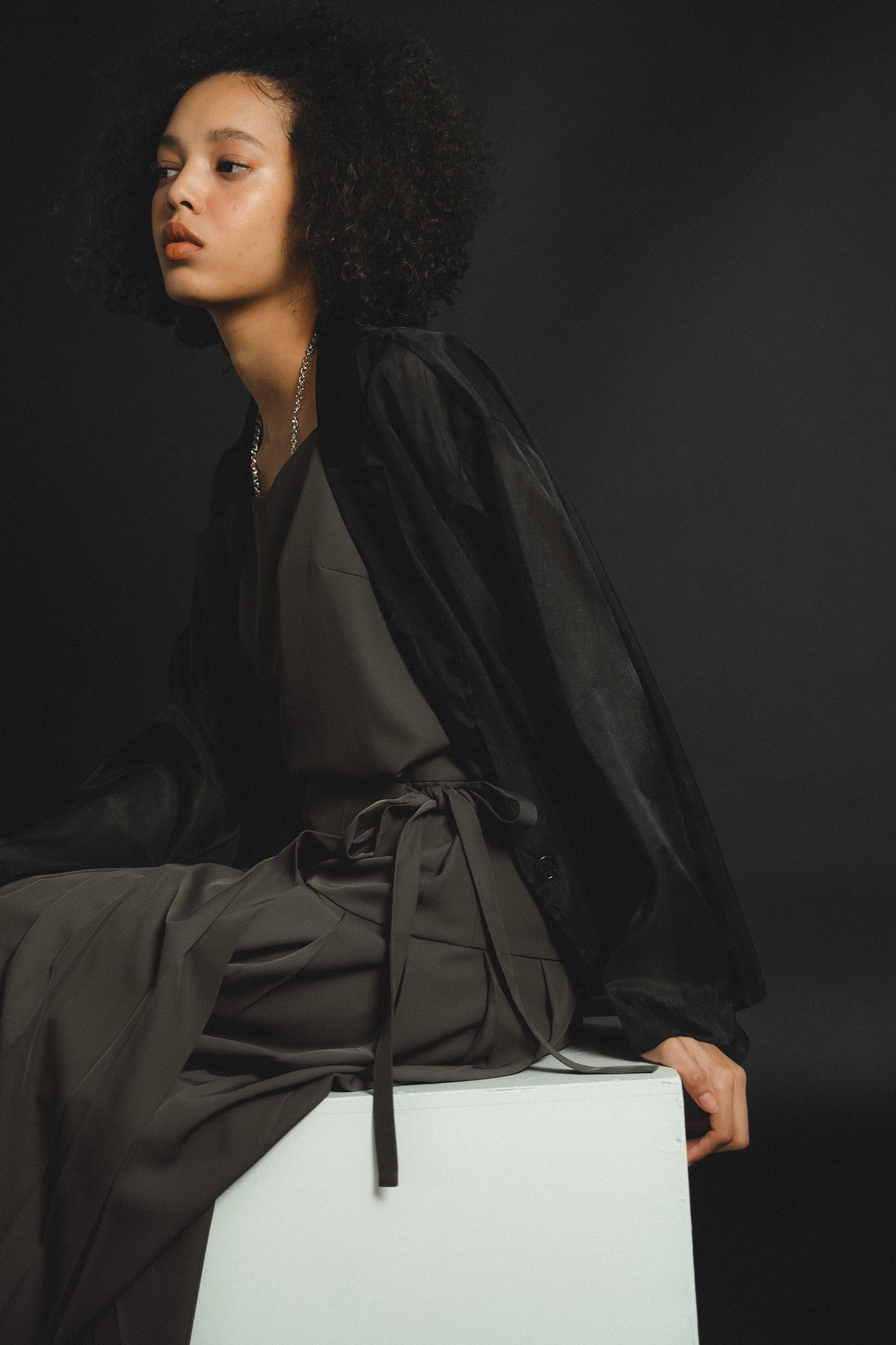 989 Pleats skirt sheer jk set up